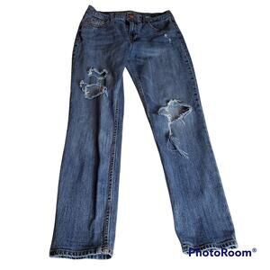 Old Navy Jeans Womens 4 Denim Regular Boyfriend Distressed Straight Droit Blue